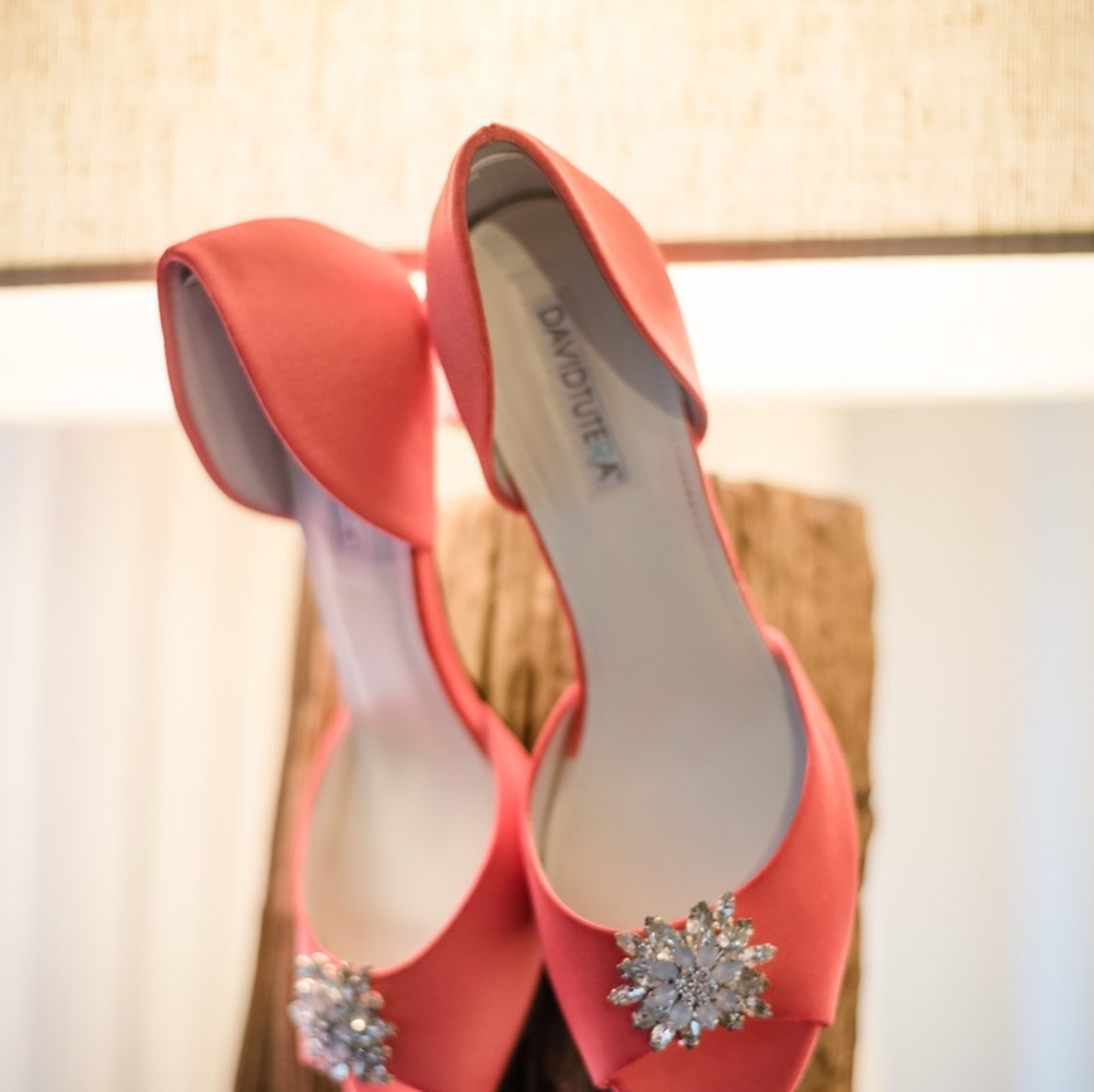 David Tutera coral wedding shoes